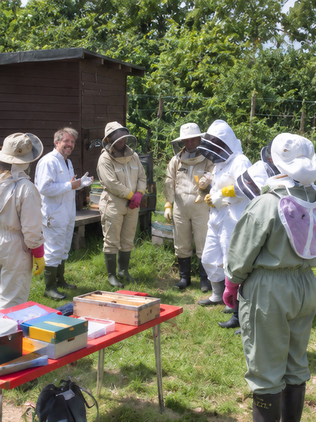 A team enjoying an apiary wellbeing day